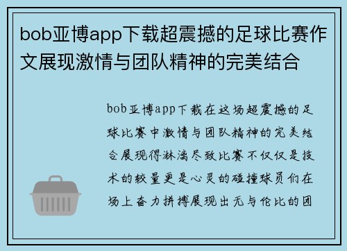 bob亚博app下载超震撼的足球比赛作文展现激情与团队精神的完美结合